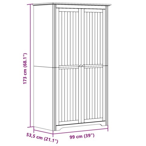 Szafa BODO, szara, 99x53,5x173 cm, lite drewno sosnowe
