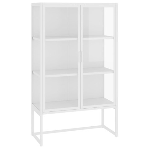 Szafka, biała, 80x35x135 cm, stal i hartowane szkło