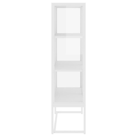 Szafka, biała, 80x35x135 cm, stal i hartowane szkło