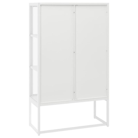 Szafka, biała, 80x35x135 cm, stal i hartowane szkło