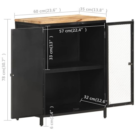 Szafka, 60x35x78 cm, lite, surowe drewno mango