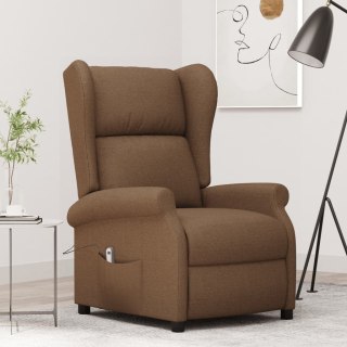 VidaXL Rozkładany fotel uszak, elektryczny, brązowe, obity tkaniną
