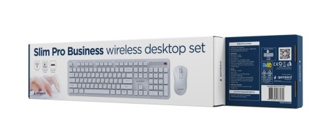 GEMBIRD BEZPRZEWODOWY ZESTAW KLAWIATURY + MYSZ SLIM PRO BUSINESS NA BIURKO,BIAŁY, UKŁAD RU