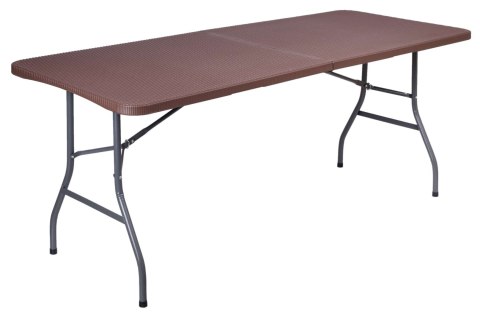 Zestaw cateringowy RATTAN BRĄZ stół 180 cm + 2 ławki