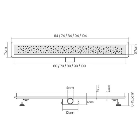Aquamarin Perforowana rynna podłogowa do prysznica, 80 cm