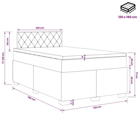 Łóżko Box Spring z materacem i LED ciemnoszary 120 x 190 cm
