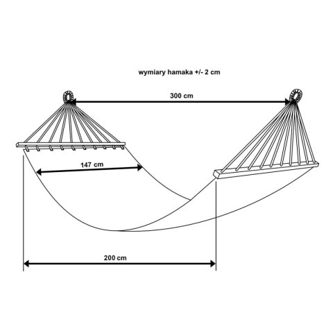 HAMAK OGRODOWY 2 OSOBOWY 200X147CM Z DRĄŻKIEM ETNO CZARNO-BIAŁY 1031262