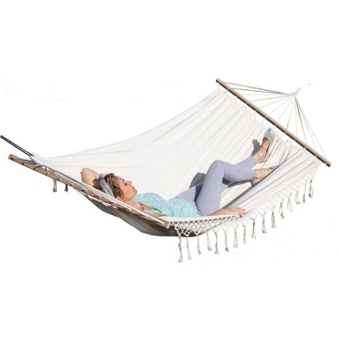 HAMAK OGRODOWY 2 OSOBOWY 200X150CM Z DRĄŻKIEM I Z FRĘDZLAMI MIAMI ECRU 1018966