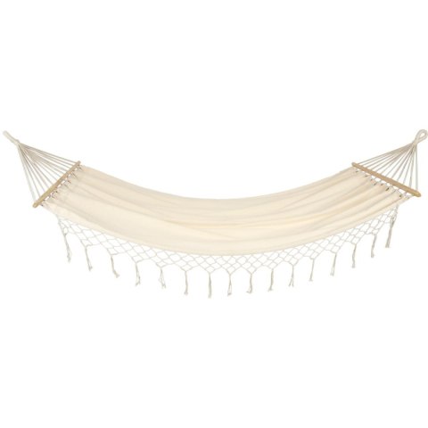 HAMAK OGRODOWY 2 OSOBOWY 200X150CM Z DRĄŻKIEM I Z FRĘDZLAMI MIAMI ECRU 1018966