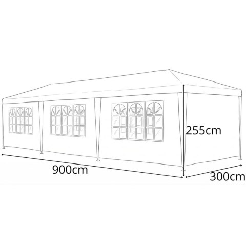 PAWILON NAMIOT OGRODOWY CATERINGOWY PE 9x3M + 8 ŚCIANEK BIAŁY