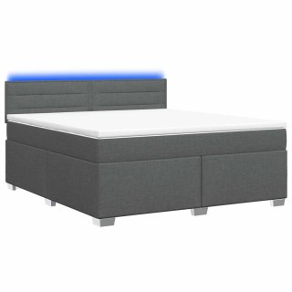 Łóżko Box Spring z materacem i LED ciemnoszary 140 x 200 cm