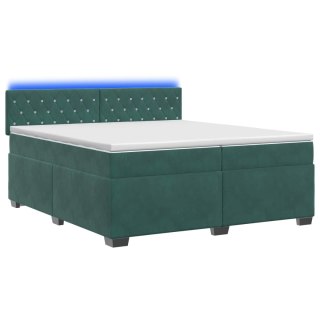 Łóżko Box Spring z materacem i LED Ciemnozielony 200 x 200 cm