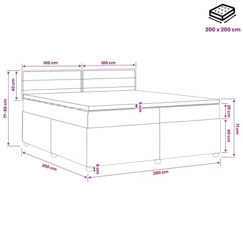 Łóżko kontynentalne z materacem Ciemny brąz 200 x 200 cm