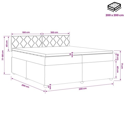 Łóżko kontynentalne z materacem Ciemny brąz 200 x 200 cm