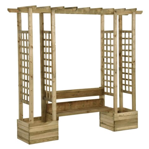 VidaXL Pergola z ławką i donicami, impregnowane drewno sosnowe