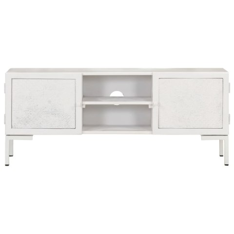 Szafka pod TV, biała, 115x30x46 cm, lite drewno mango