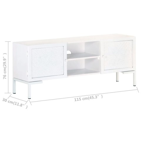 Szafka pod TV, biała, 115x30x46 cm, lite drewno mango