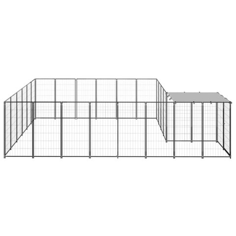 Kojec dla psa, czarny, 12,1 m², stalowy