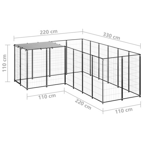 Kojec dla psa, czarny, 4,84 m², stalowy