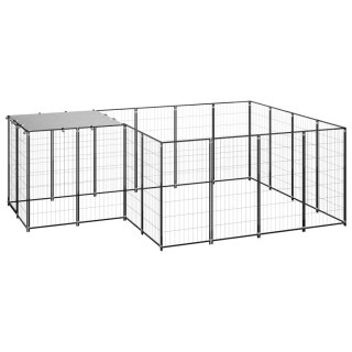 Kojec dla psa, czarny, 6,05 m², stalowy