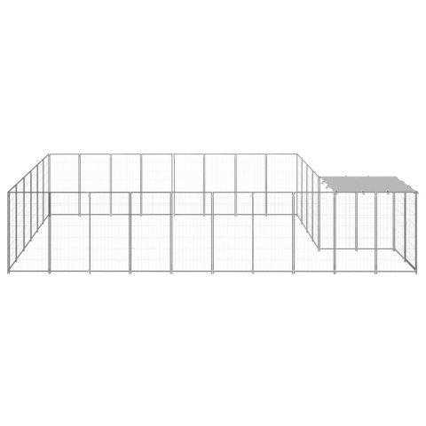 Kojec dla psa, srebrny, 15,73 m², stalowy