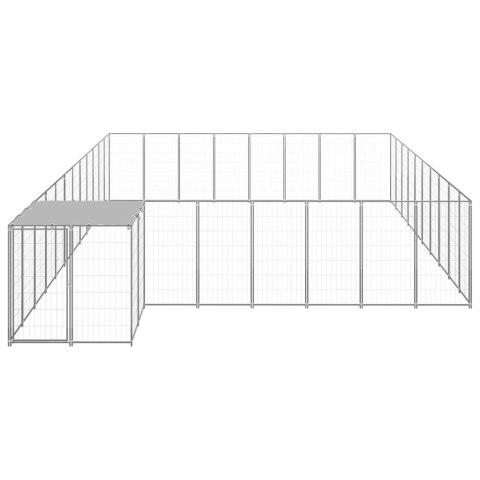 Kojec dla psa, srebrny, 25,41 m², stalowy