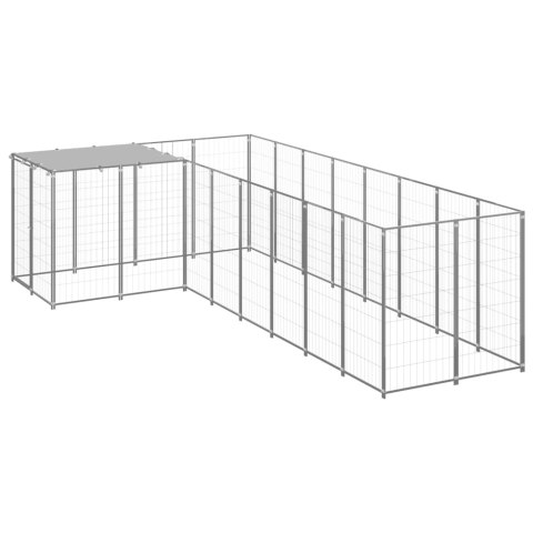 Kojec dla psa, srebrny, 6,05 m², stalowy