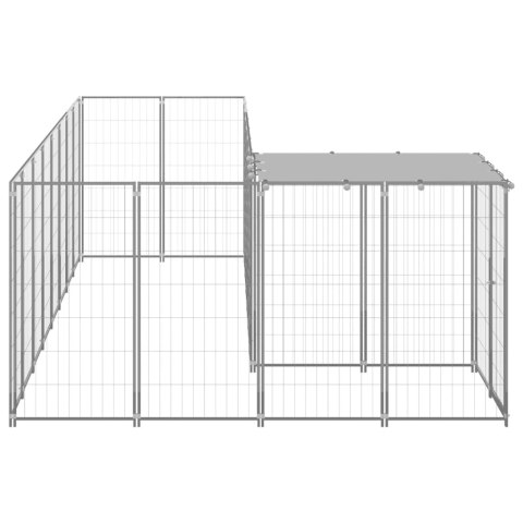Kojec dla psa, srebrny, 6,05 m², stalowy