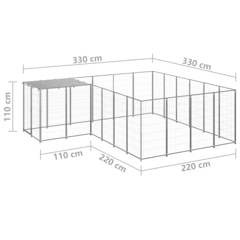 Kojec dla psa, srebrny, 8,47 m², stalowy