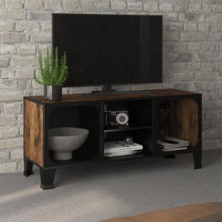 Szafka pod telewizor, rustykalny brąz, 105x36x47cm, metal i MDF