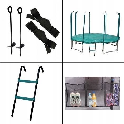 Trampolina Ogrodowa Jumpi 252cm/8FT Maxy Comfort Plus Czerwona Z Wewnętrzną Siatką