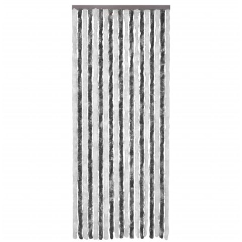 Zasłona przeciwko owadom, szarość i biel, 90x220 cm, szenil