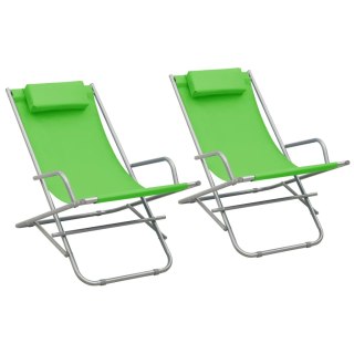 Krzesła bujane, 2 szt., stal, zielone