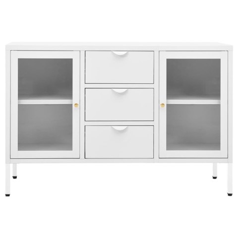 Komoda, biała, 105x35x70 cm, stal i szkło hartowane