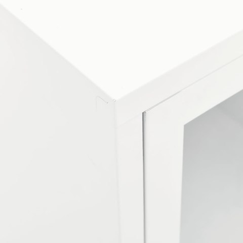 Szafka pod telewizor, biała, 105x35x52 cm, stal i szkło