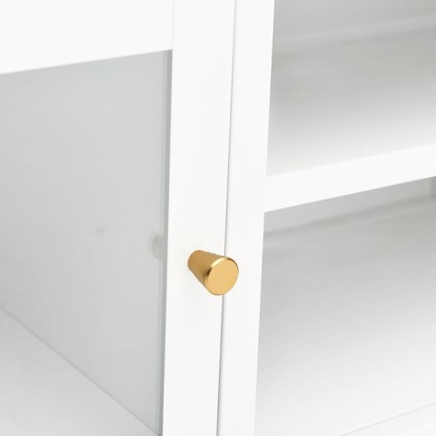 Szafka pod telewizor, biała, 90x30x44 cm, stal i szkło