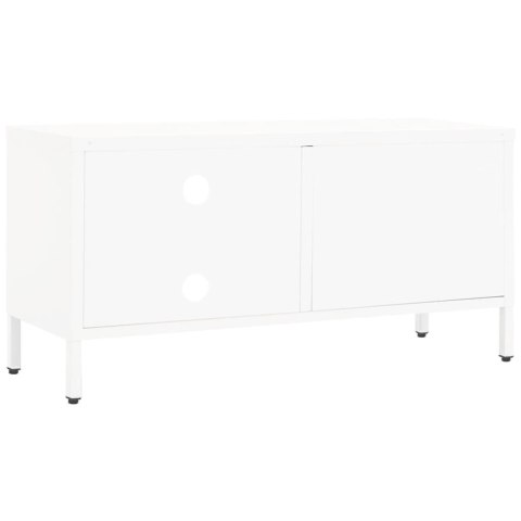 Szafka pod telewizor, biała, 90x30x44 cm, stal i szkło