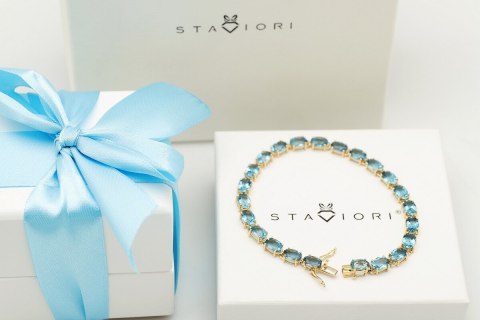 Złota bransoleta BZX5282 - Topaz błękitny