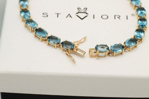 Złota bransoleta BZX5282 - Topaz błękitny