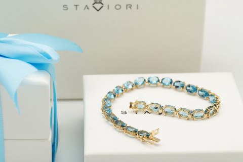 Złota bransoleta BZX5282 - Topaz błękitny