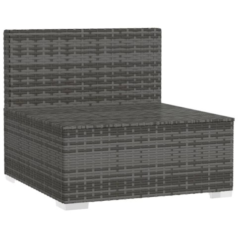 Środkowy moduł sofy ogrodowej z poduszkami, rattan PE, szary