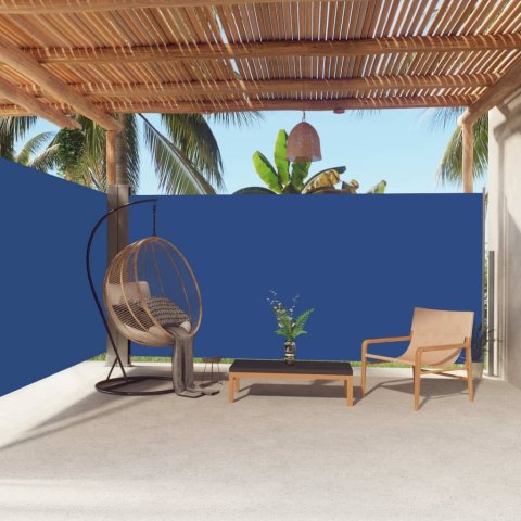 Zwijana markiza boczna na taras, niebieska, 180 x 600 cm