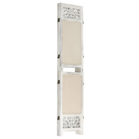338559 4-Panel Room Divider Cream 140x165 cm Fabric