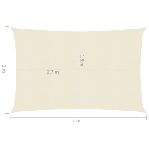 Żagiel przeciwsłoneczny, 160 g/m², kremowy, 2x3 m, HDPE