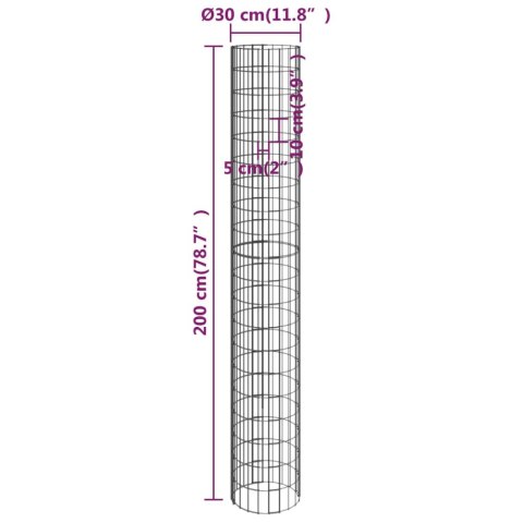 Okrągłe donice gabionowe, podniesione, 3 szt., stal, Ø30x200 cm