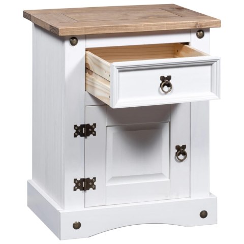 Szafka nocna w meksykańskim stylu Corona, sosnowa, biała