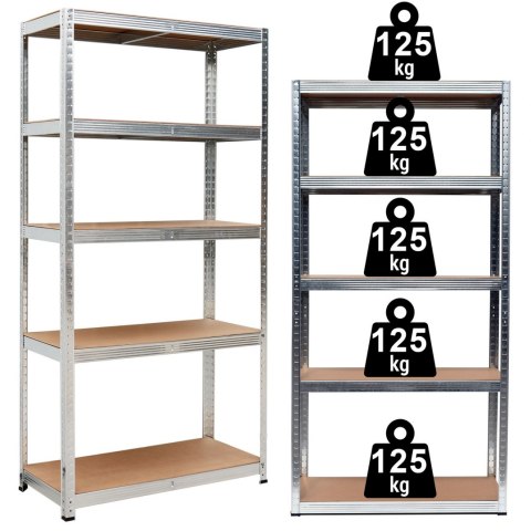 Regał magazynowy 5 poziomów 150x75x30 nośność 625 kg