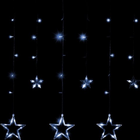 Świąteczna kurtyna 5 gwiazdek, 61 LED, zimna biel, pilot
