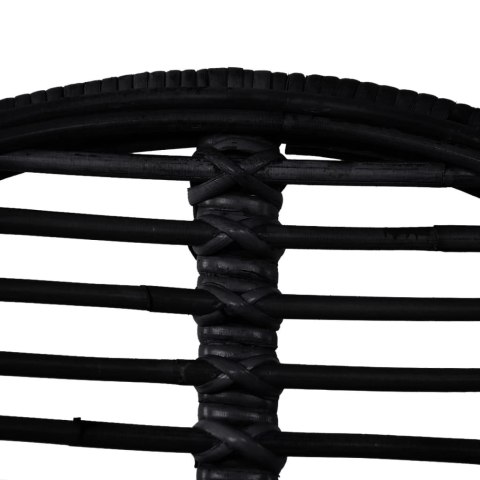 Krzesła stołowe, 6 szt., czarne, naturalny rattan