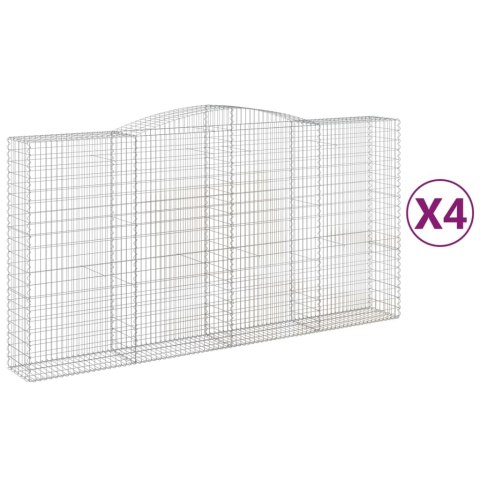 Kosze gabionowe, 4 szt, 400x50x200/220 cm, galwanizowane żelazo